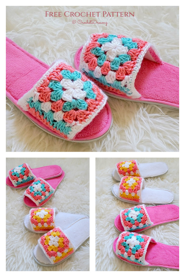 Granny Slides Slippers Free Crochet Patterns 