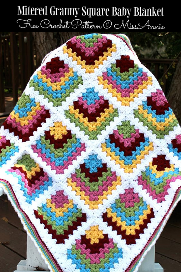 Modern Mitered Granny Square Blanket Free Crochet Patterns