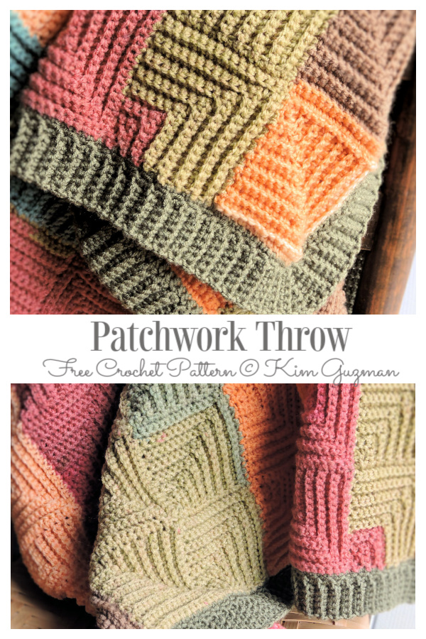 Patchwork Throw Mitered Blanket Free Crochet Patterns