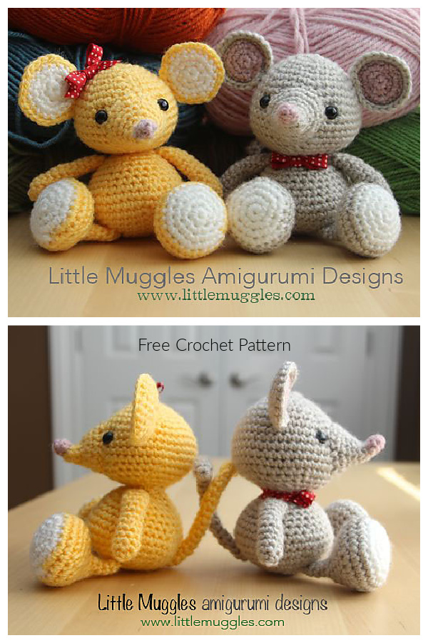 Crochet Buttons the Mouse Amigurumi Free Pattern 