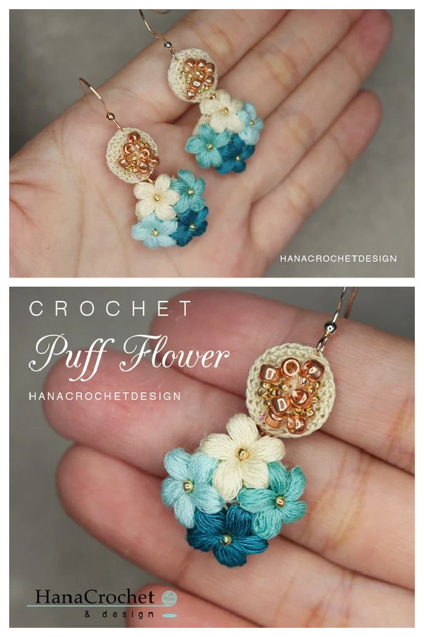 Micro Puff Flower Earring Crochet Pattern 