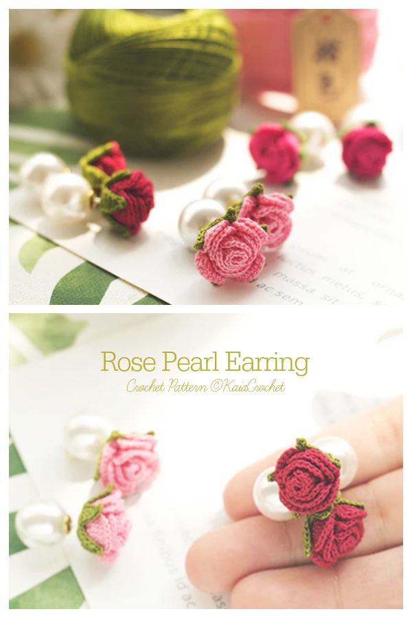 Rose Pearl Earring Crochet Pattern