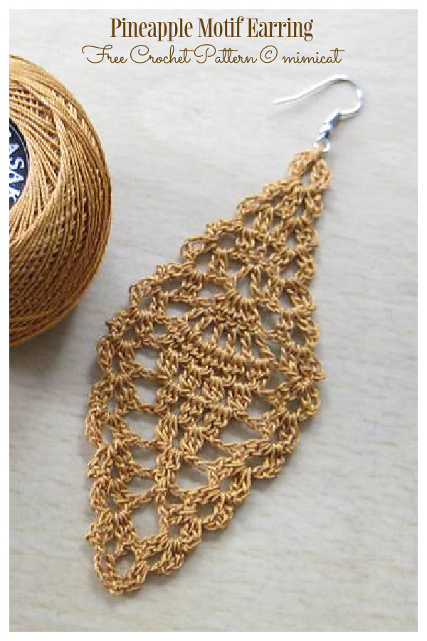 Pineapple Motif Earring Free Crochet Patterns 