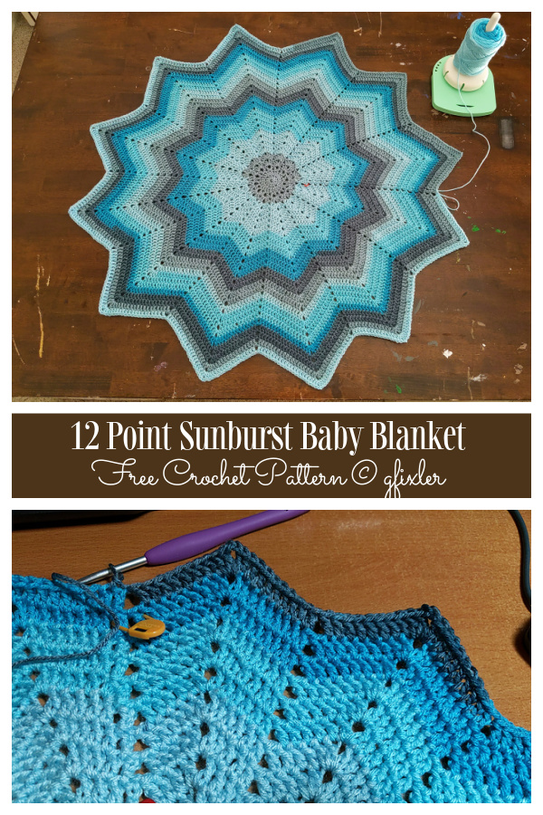12 POINT Sunburst Baby Blanket Free Crochet Patterns