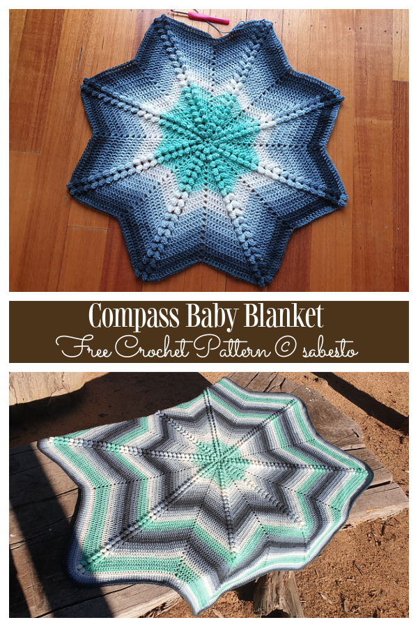 Compass Star Blanket Free Crochet Patterns