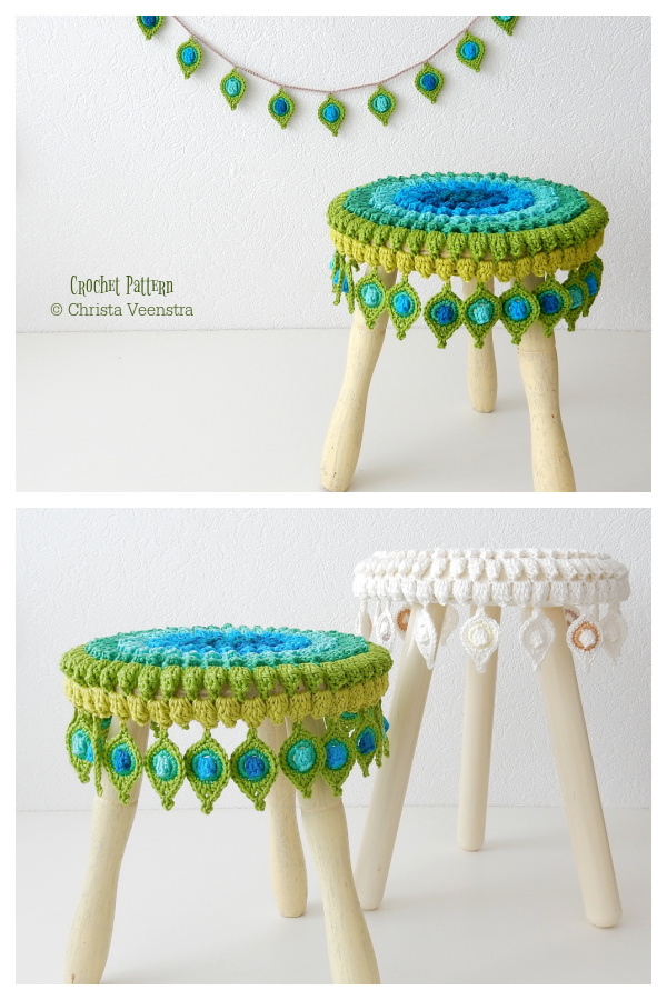 Peacock Feather Stool Cover Crochet Patterns