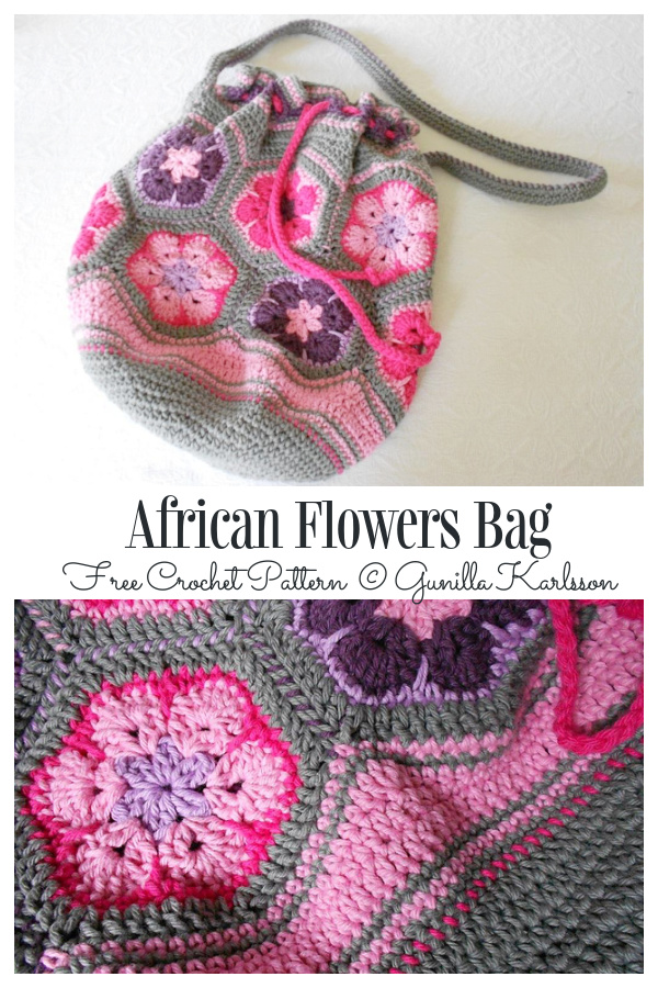 African Flower Bag Free Crochet Pattern