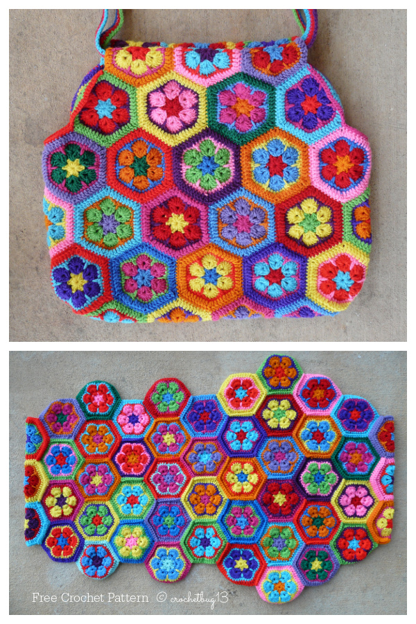 African Flower Mamy Bag Free Crochet Patterns