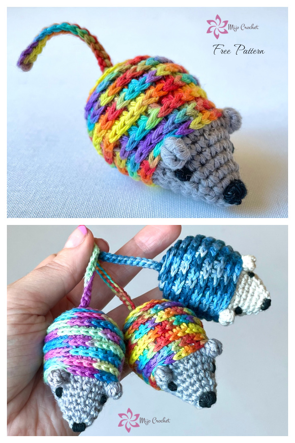 Amigurumi Rainbow Mouse Free Crochet Pattern 