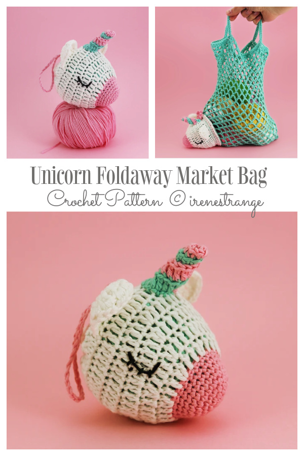 Unicorn Foldaway Market Bag Crochet Patterns