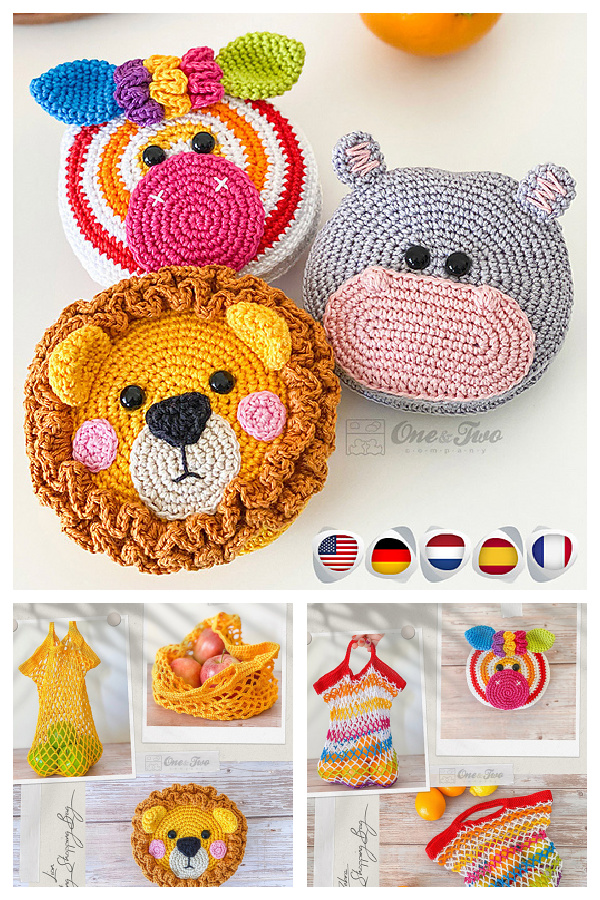 Safari Folding Shopping Bags Crochet Patterns