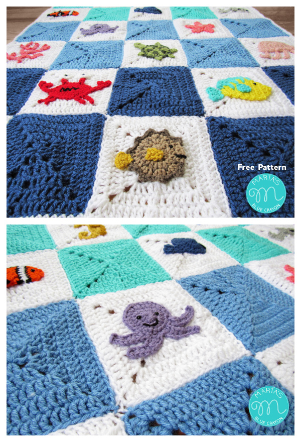 Ocean Granny Square Afghan Blanket Free Crochet Patterns
