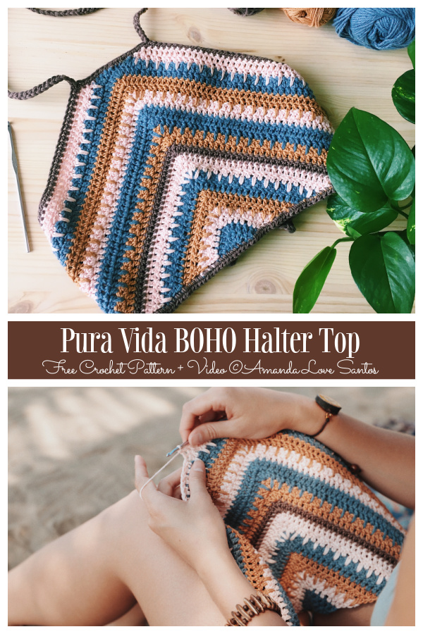 Pura Vida BOHO Halter Top Free Crochet Pattern + Video