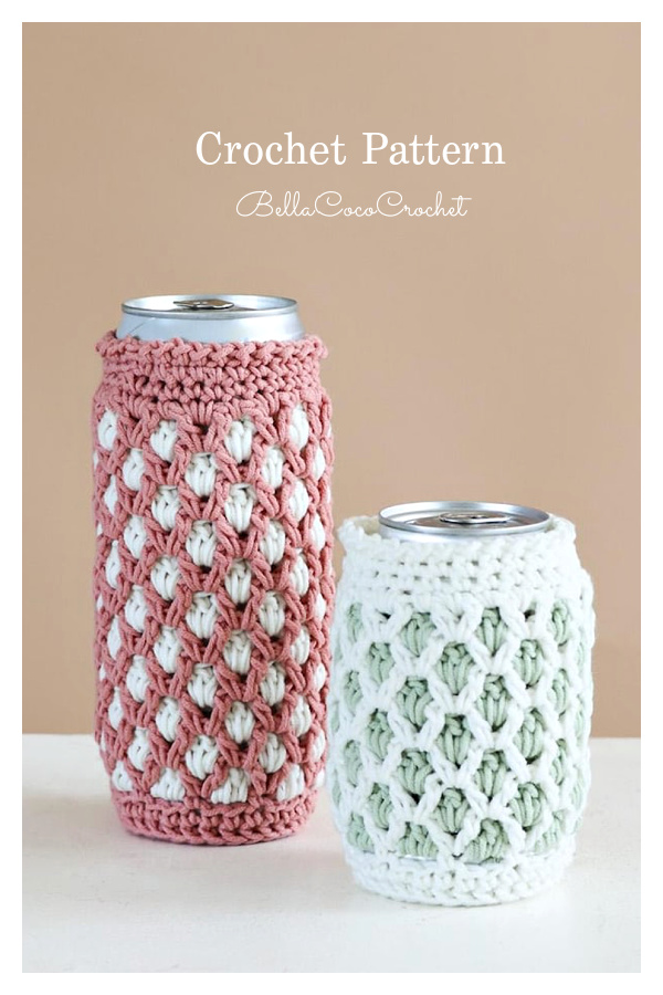 Moroccan Lattice Can Cozy Crochet Patterns in 2 sizes