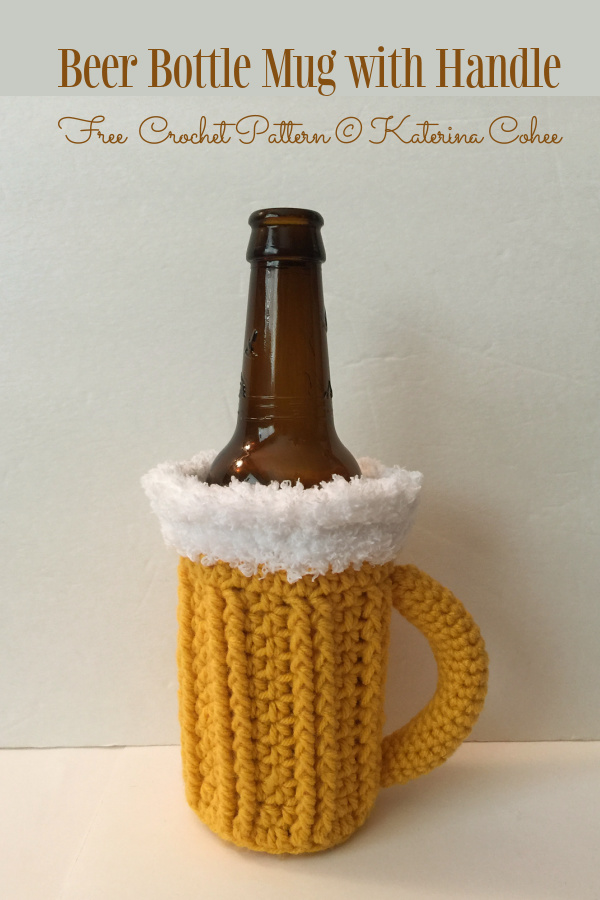 Beer Bottle Mug with Handle Free Crochet Patterns