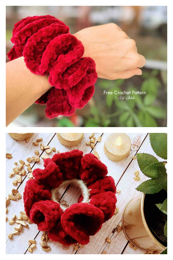 Luxurious Velvet Scrunchies Free Crochet Patterns