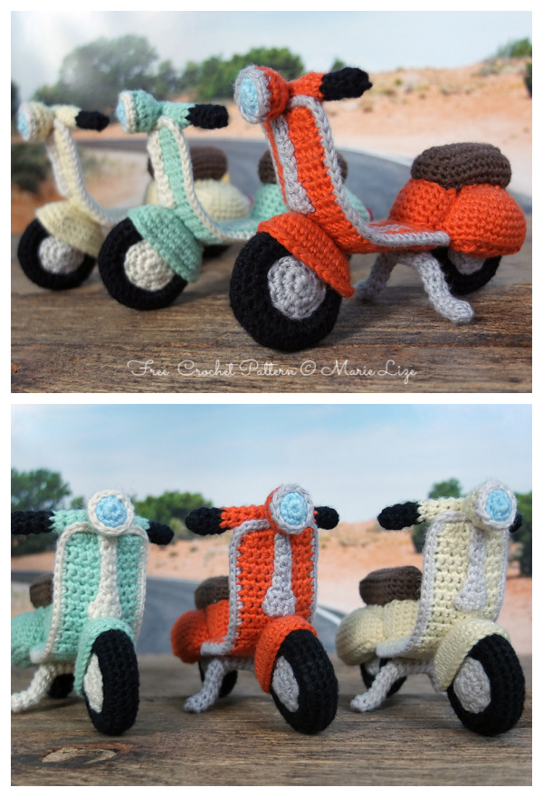 Amigurumi Toy Vespa Scooter Free Crochet Patterns 