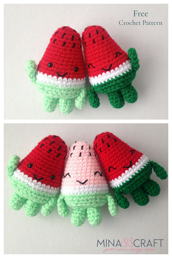 Crochet Watermelon Slice Doll Toy Amigurumi Free Pattern