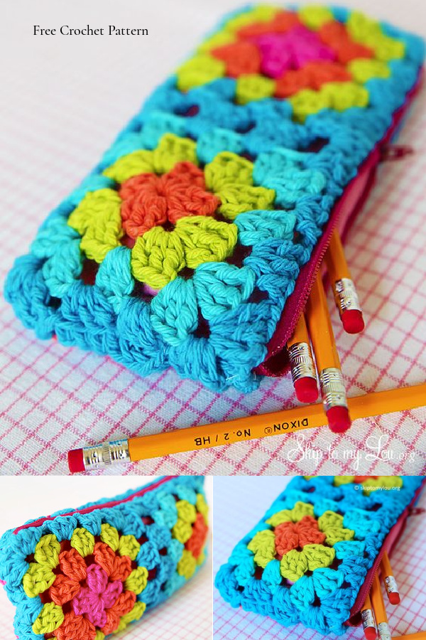 Granny Square Pencil Cases Free Crochet Patterns