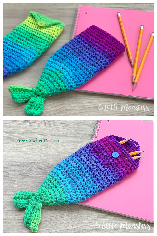 Mermaid Tail Pencil Cases Free Crochet Patterns