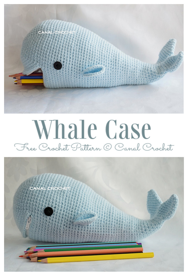 Back to School Whale Pencil Cases Free Crochet Pattern + Video