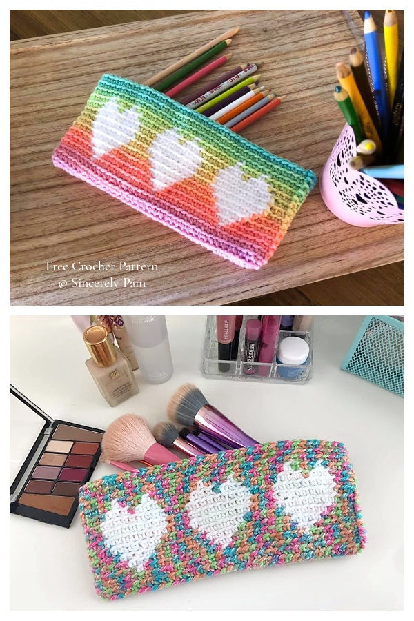 Tapestry Heart Pencil Case Free Crochet Patterns