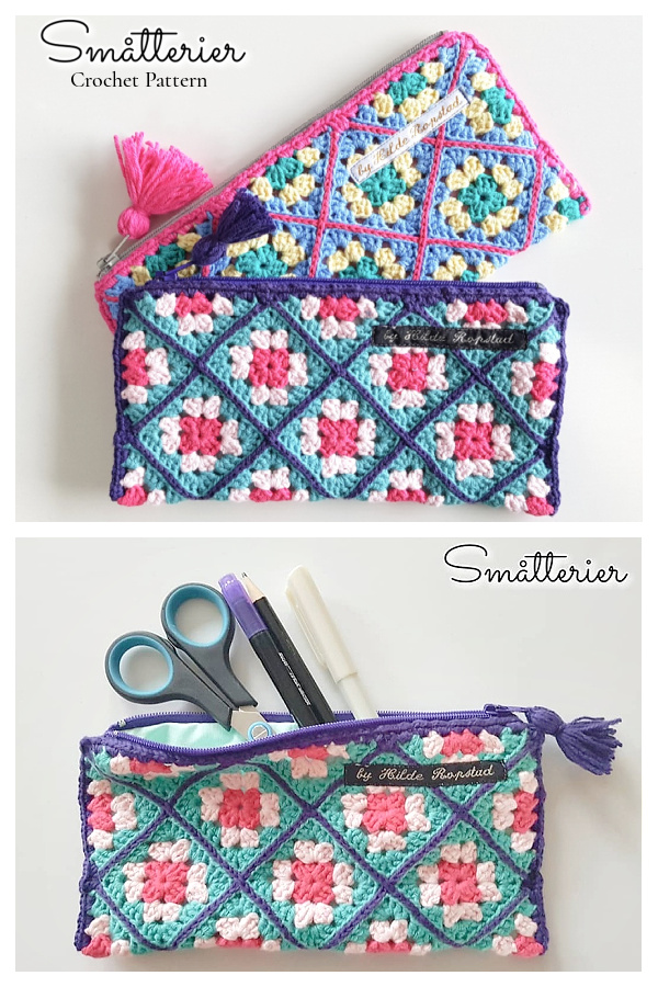 Granny Square Pencil Cases Crochet Patterns