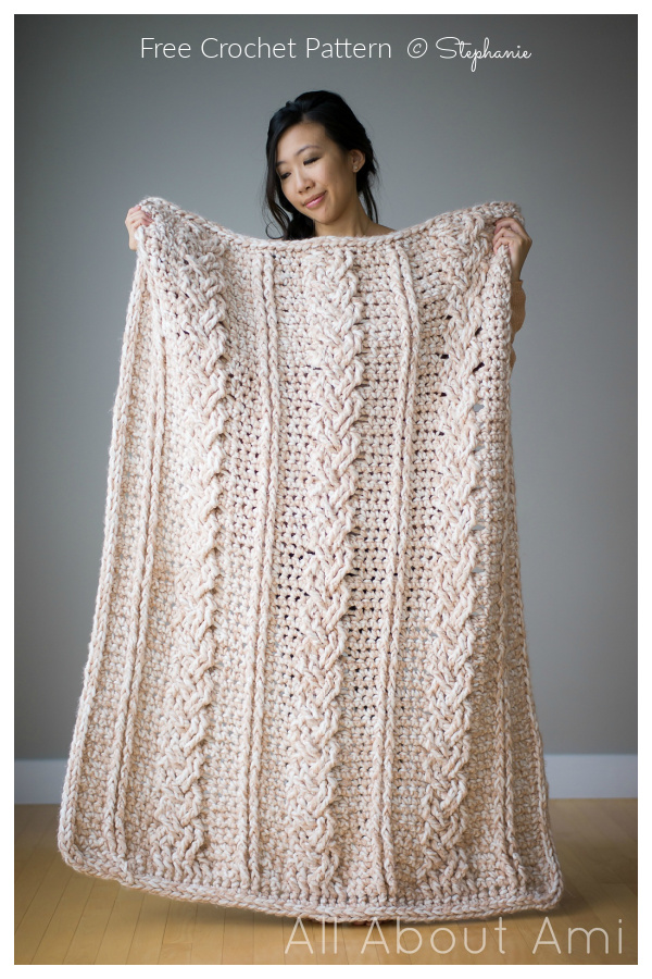 Chunky Braided Cabled Blanket Free Crochet Patterns