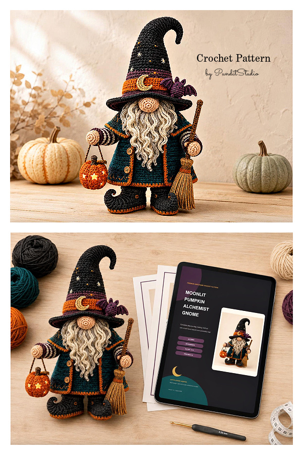 Crochet Halloween Witch Gnome Amigurumi Patterns
