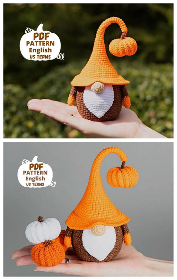 Crochet Halloween Gnome with Pumpkin Amigurumi Patterns