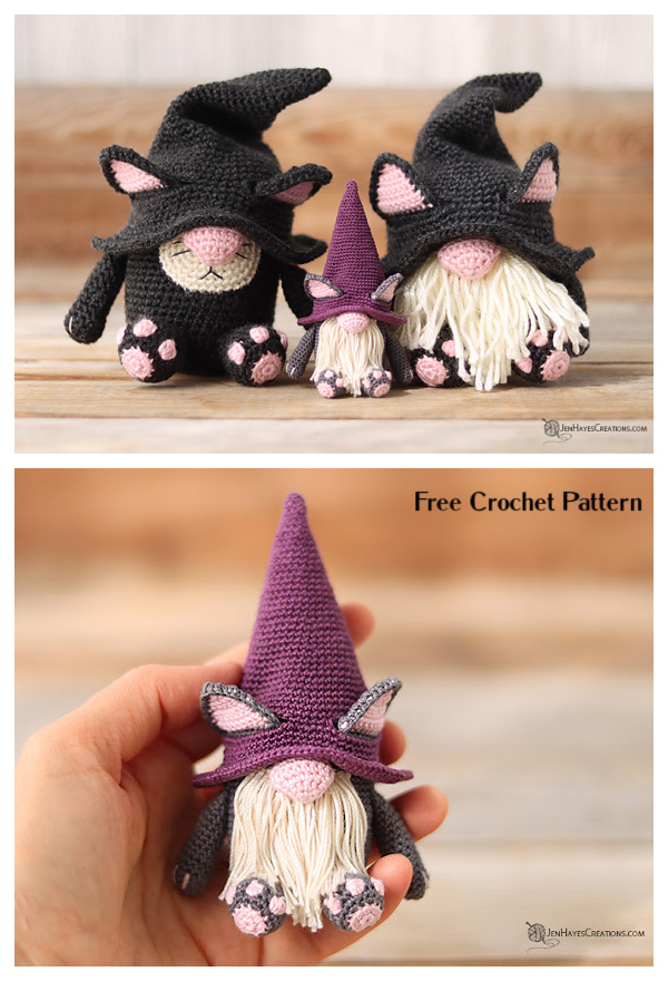 Crochet Halloween Cat Gnome Amigurumi Free Patterns
