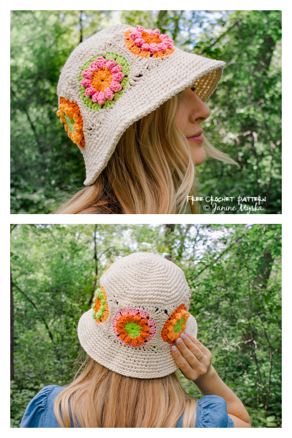 Flower Market Bucket Hat Free Crochet Pattern