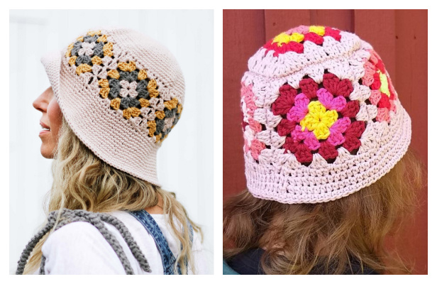 Granny Square Bucket Hat Free Crochet Patterns & Paid - DIY Magazine