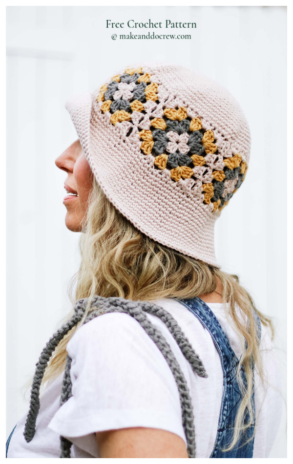 Granny Square Halcyon Bucket Hat Free Crochet Patterns
