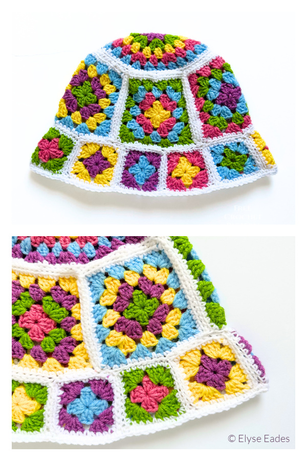 Granny Square Bucket Hat Crochet Pattern