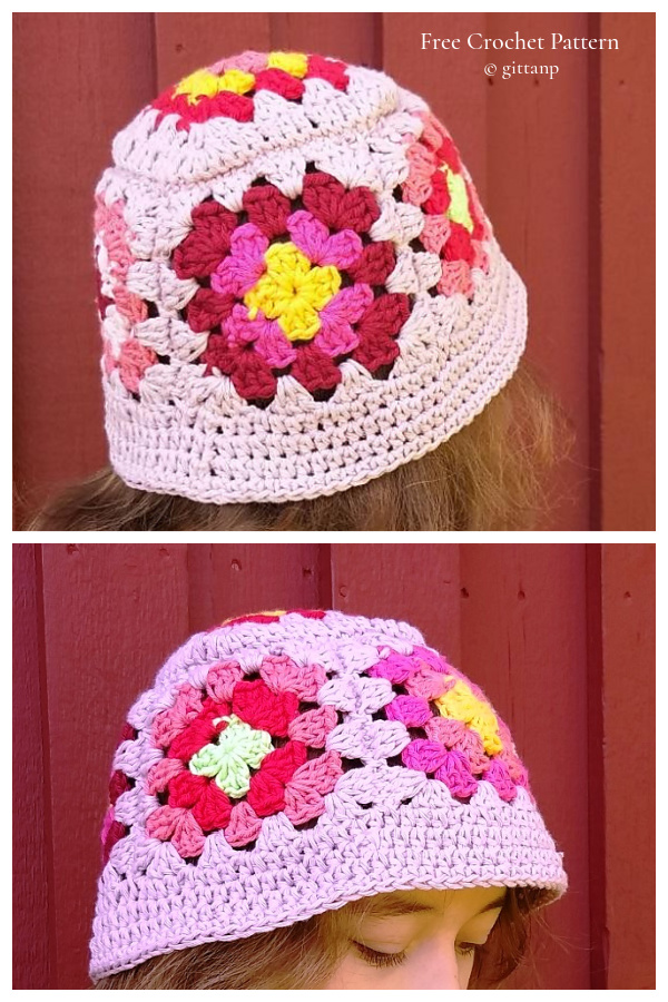 Granny Square Bucket Hat Free Crochet Patterns