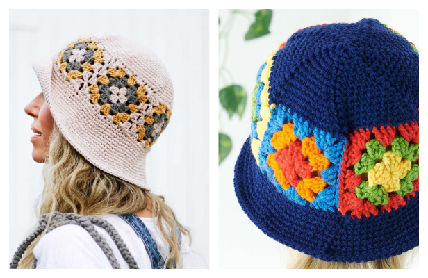 Granny Square Bucket Hat Free Crochet Patterns & Paid - DIY Magazine