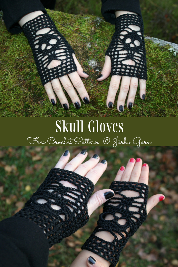 Halloween Skull Gloves Free Crochet Patterns