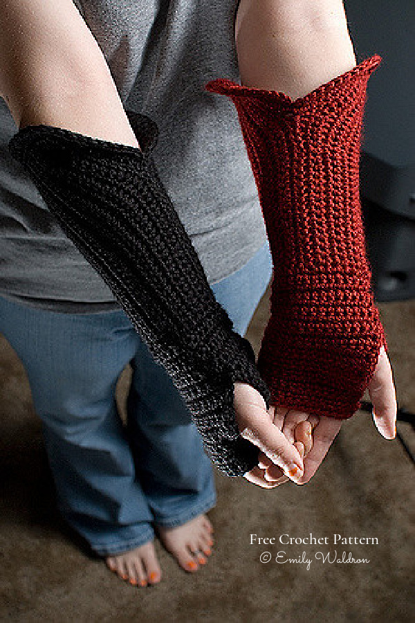 Gauntlet Style Fingerless Gloves Free Crochet Patterns