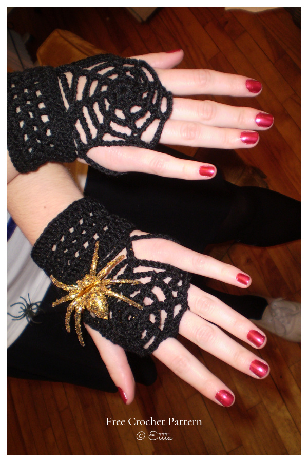 Halloween Handy Spider Web Gloves Free Crochet Patterns