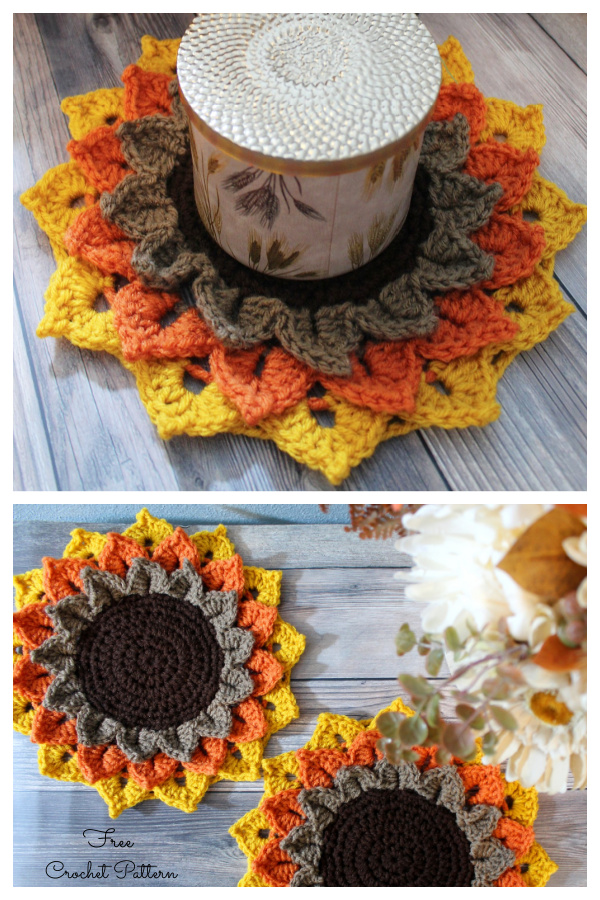 Sunflower Candle Coaster Free Crochet Patterns
