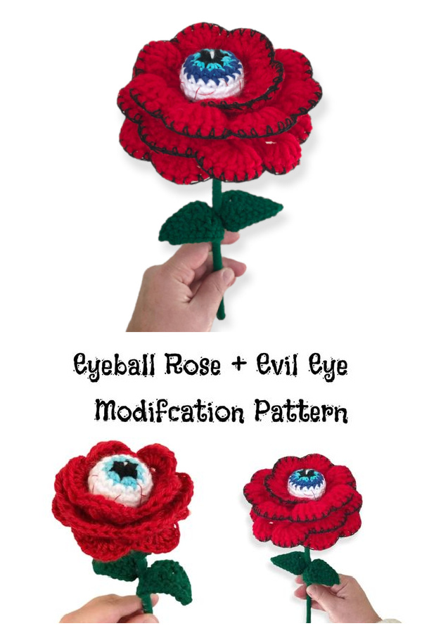 Long Stem Eyeball Rose Crochet Patterns 