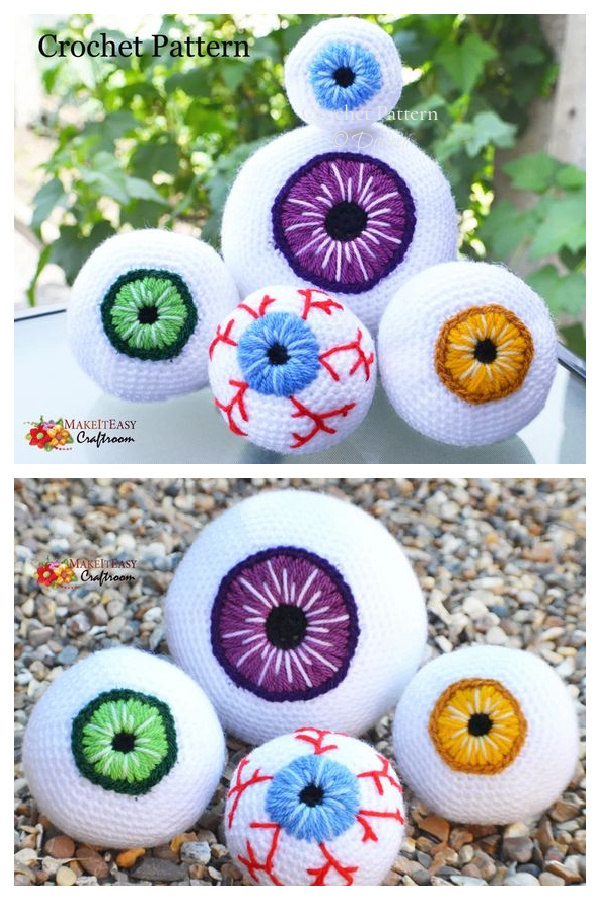 Spooky eyes with blood vessels Crochet Patterns for Halloween