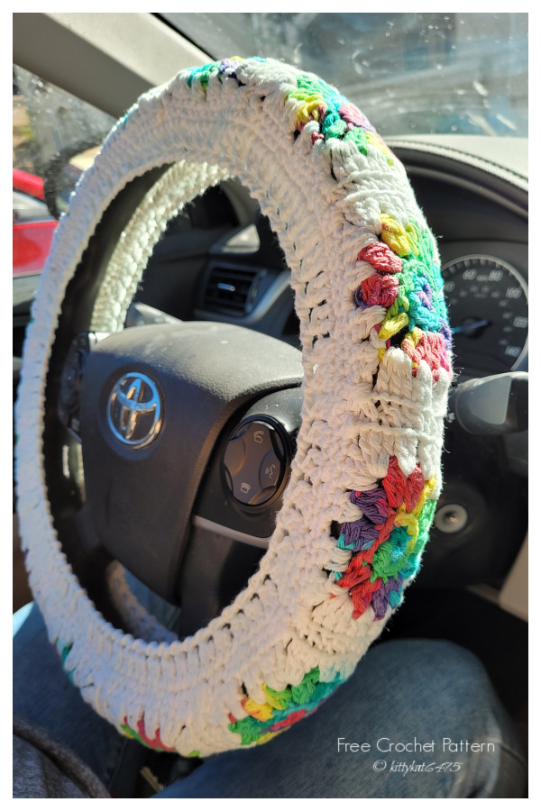 Driving Me Daisy Steering Wheel Cover  Free Crochet Patterns