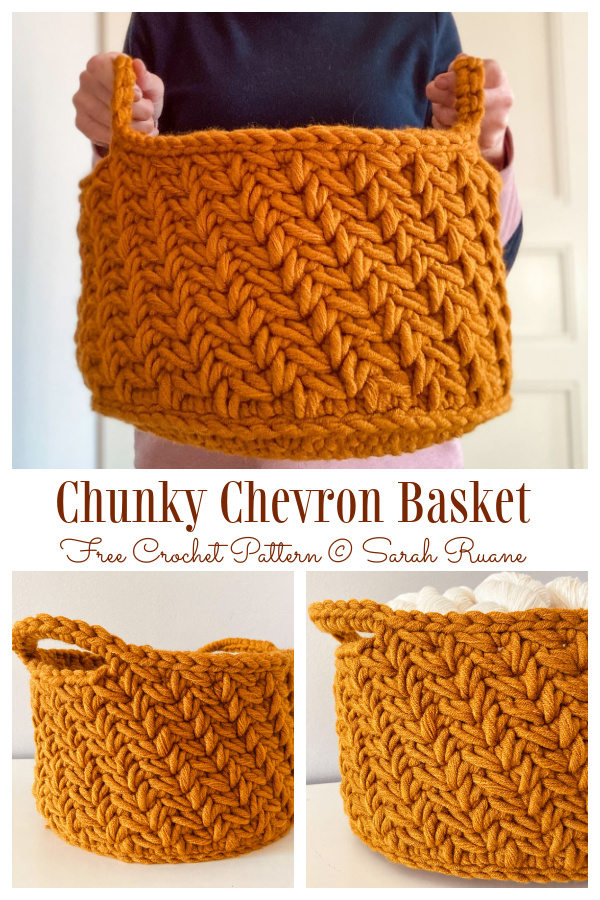 Chunky Chevron Basket Free Crochet Pattern