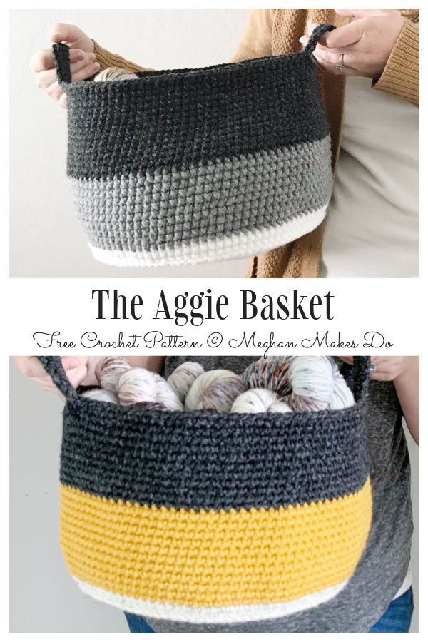 Chunky The Aggie Basket Basket Free Crochet Patterns