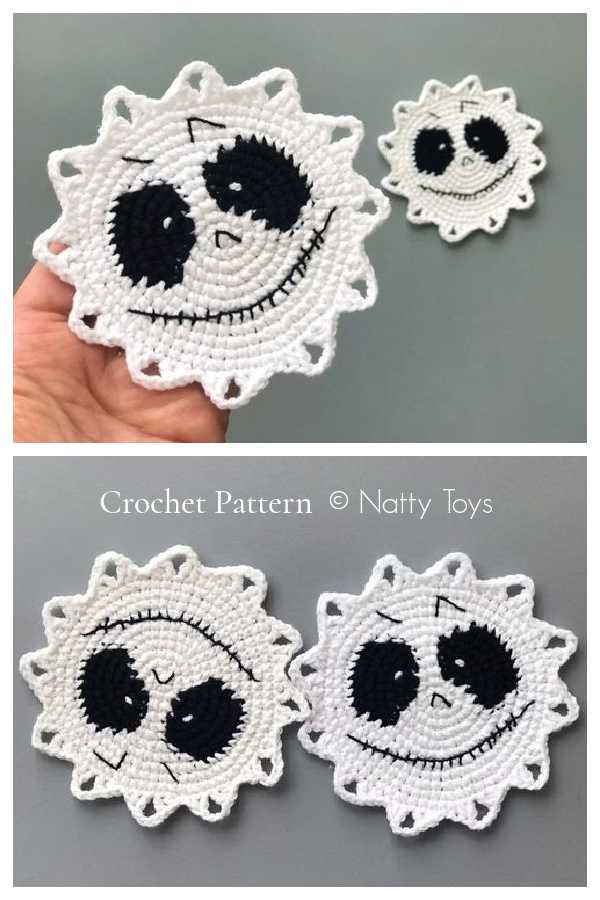 Halloween Jack Skellington Coaster Crochet Patterns