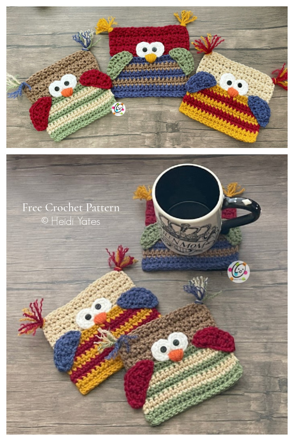 Halloween Whoooz Mug Rug Coaster Free Crochet Patterns