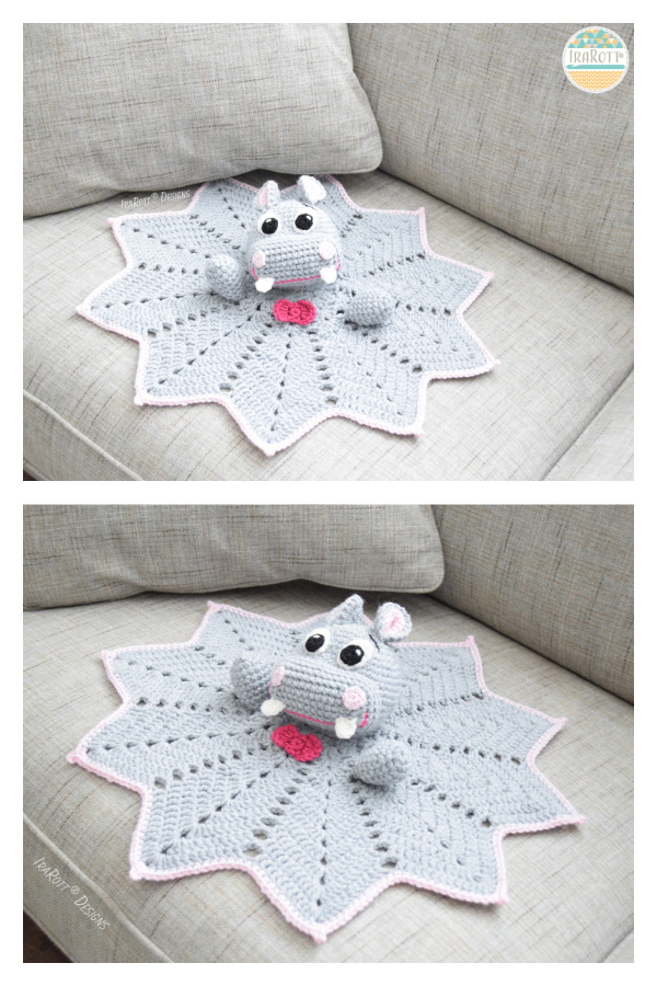 Happy Hippo Lovey Blanket Crochet Pattern