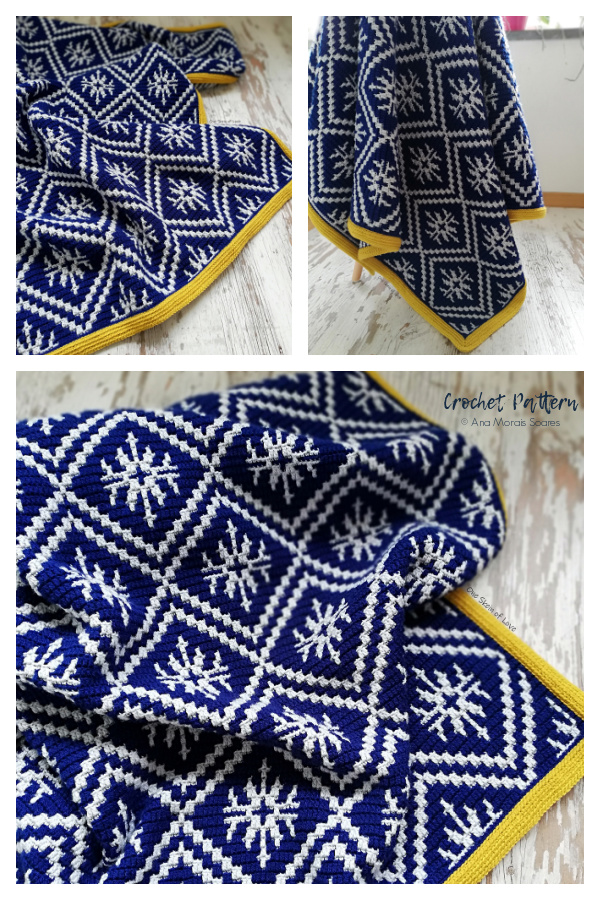 Mosaic Midnight Snowflakes Blanket Crochet Patterns